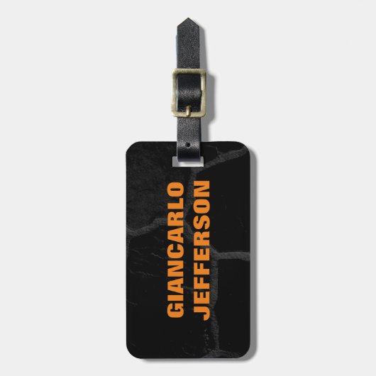 ブラックエレガントストーンミニマルスタイルプロフェッショナル ラゲッジタグ (正面縦)