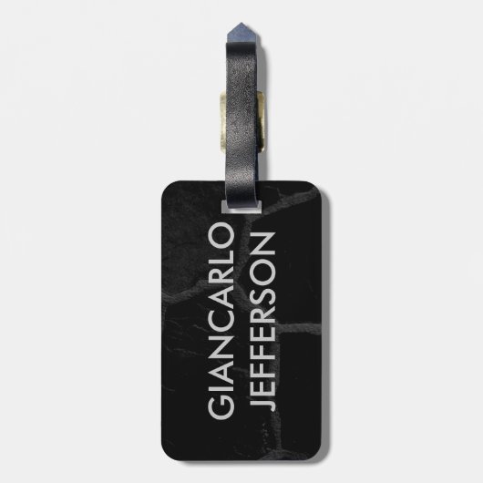 ブラックエレガントストーンミニマルスタイルプロフェッショナル ラゲッジタグ (裏面縦)