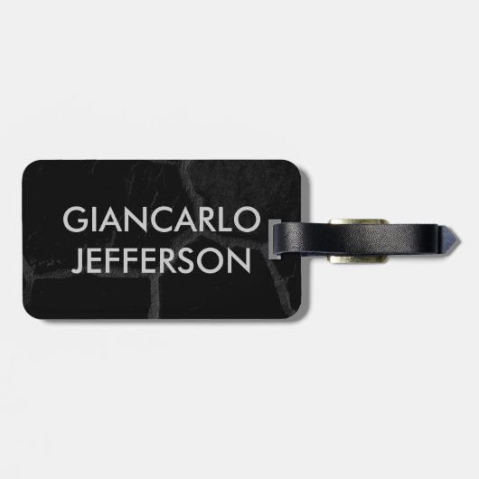 ブラックエレガントストーンミニマルスタイルプロフェッショナル ラゲッジタグ (裏面横)