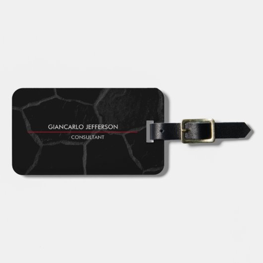 ブラックエレガントストーンミニマルスタイルプロフェッショナル ラゲッジタグ (正面横)
