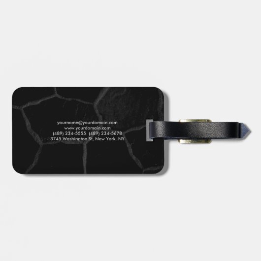 ブラックエレガントストーンミニマルスタイルプロフェッショナル ラゲッジタグ (裏面横)