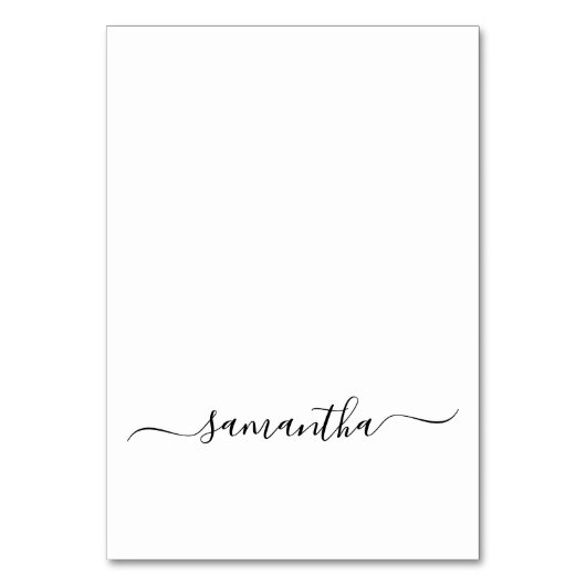 ブラックエレガントスワッシュシグネチャーネームプレイスカード テーブルナンバー (正面)