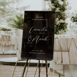 ブラックエレガントズ結婚ウェルカム アクリルサイン