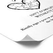 ブラックエレガントズ結婚パズルゲストブックサイン ポスター (角)