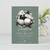 ブラックエレガントセージアイボリークリスマスパーティー 招待状 (スタンド正面)