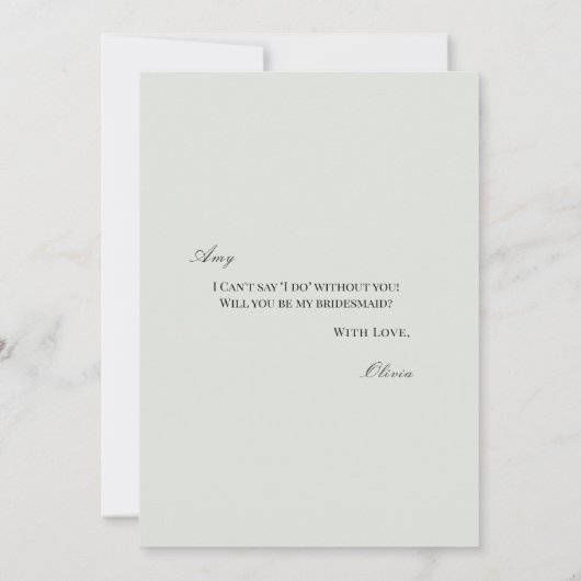 ブラックエレガントセージ緑の花嫁の提案カード セーブザデート (裏面)