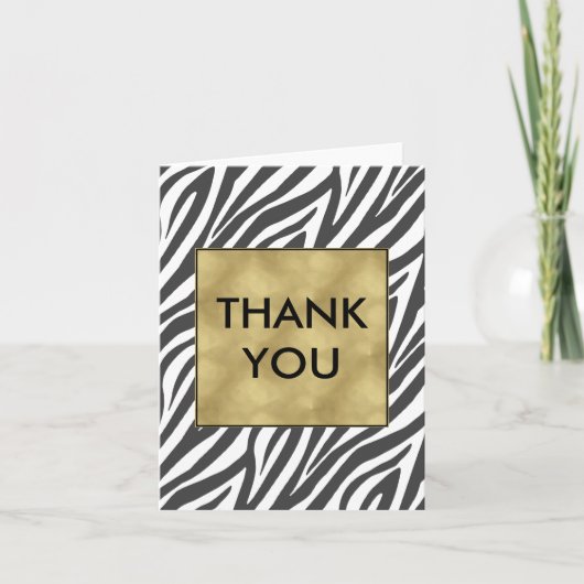 ブラックエレガントゼブラ印刷ありがとう サンキューカード (正面)