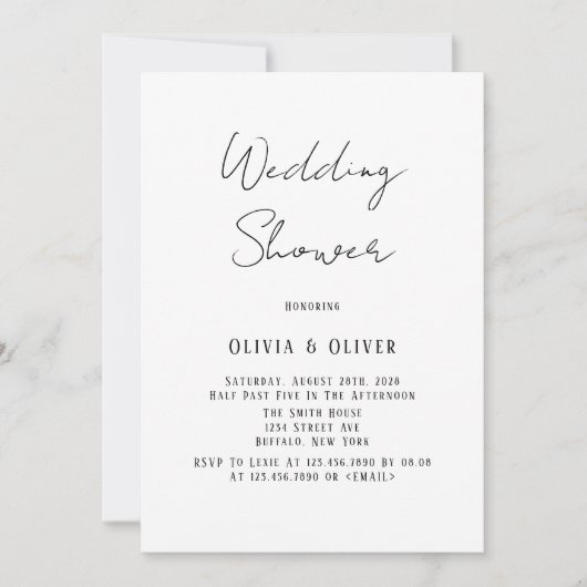 ブラックエレガントタイウェディングシャワー招待状 招待状 (正面)