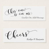 ブラックエレガントタイポグラフィオンホワイトドリンクチケット2 (正面&裏面)