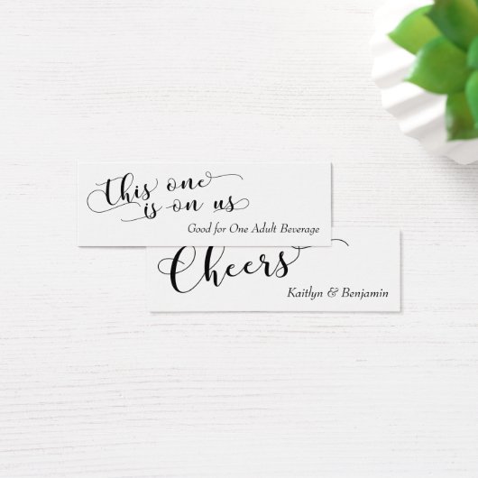 ブラックエレガントタイポグラフィオンホワイトドリンクチケット2 (デスク)