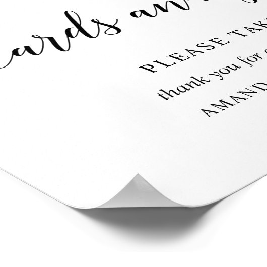 ブラックエレガントタイポグラフィー結婚式カードギフトサインv2 ポスター (角)