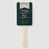 ブラックエレガントタン図書室結婚式 プログラム ハンドファン (正面)