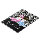 ブラックエレガントダマスクベビーシャワーゲストブック ノートブック (左側)