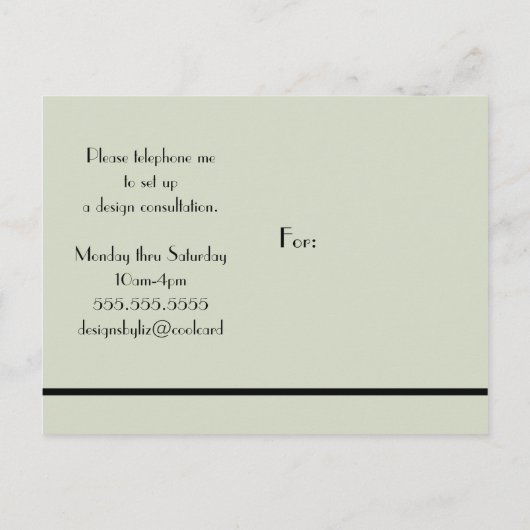 ブラックエレガントダマスクモノグラムのビジネス ポストカード (裏面)