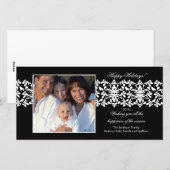 ブラックエレガントダマスクレースクリスマスフォトカード シーズンカード (正面/裏面)