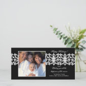 ブラックエレガントダマスクレースクリスマスフォトカード シーズンカード (スタンド正面)