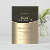ブラックエレガントダマスク金ゴールドブライダルシャワー 招待状 (スタンド正面)