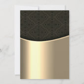ブラックエレガントダマスク金ゴールドブライダルシャワー 招待状 (裏面)