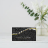 ブラックエレガントダマスシルバーと金ゴールドアクセント 名刺 (スタンド正面)