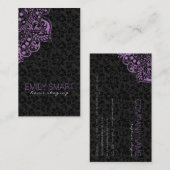 ブラックエレガントダマスパープルヴィンテージ 名刺 (正面/裏面)