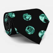 ブラックエレガントティール(緑がかった色)ダイヤモンドジェムパターン ネクタイ (ロール)