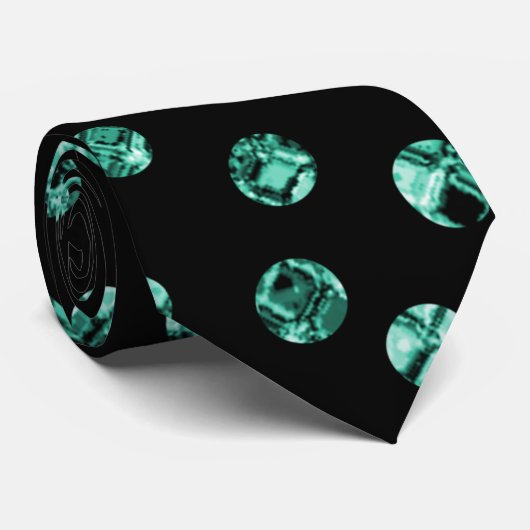 ブラックエレガントティール（緑がかった色）ダイヤモンドジェムパターン ネクタイ (ロール)