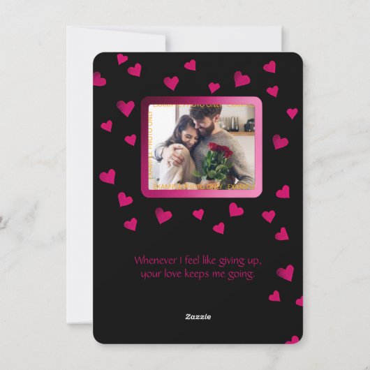 ブラックエレガントハートシンプルフォトバレンタインカード シーズンカード (裏面)