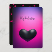 ブラックエレガントハートシンプルフォトバレンタインカード シーズンカード (正面/裏面)