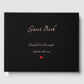 ブラックエレガントバラフェイク金ゴールド結婚記念日 ゲストブック (正面)