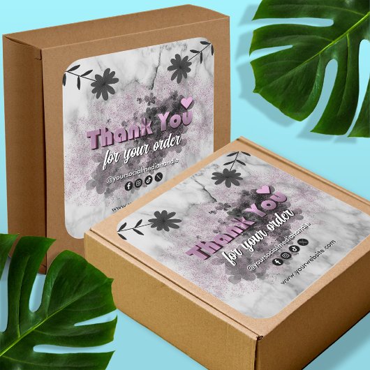 ブラックエレガントバラ金ゴールドカスタムビジネスサンキュー スクエアシール