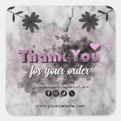 ブラックエレガントバラ金ゴールドカスタムビジネスサンキュー スクエアシール (正面)