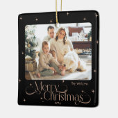 ブラックエレガントバラ金ゴールドクリスマスフォトオーナメント セラミックオーナメント (左)