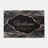 ブラックエレガントバラ金ゴールドグリッターアゲートパーソナライズされたト ドアマット (正面)