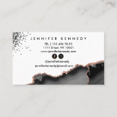 ブラックエレガントバラ金ゴールドグリッターアゲートマーブル 名刺 (裏面)