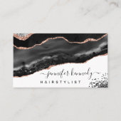 ブラックエレガントバラ金ゴールドグリッターアゲートマーブル 名刺 (正面)