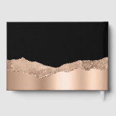 ブラックエレガントバラ金ゴールドグリッターストリップ高級フォイル ゲストブック (裏面)