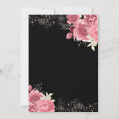 ブラックエレガントバラ金ゴールドシャンパンアダルト誕生日 招待状 (裏面)