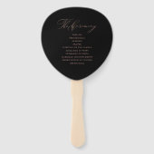 ブラックエレガントバラ金ゴールドスクリプト結婚式 プログラム ハンドファン (裏面)
