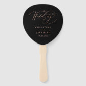 ブラックエレガントバラ金ゴールドスクリプト結婚式 プログラム ハンドファン (正面)