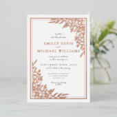 ブラックエレガントバラ金ゴールド結婚ズフォイル招待状 箔招待状 (立ち正面)