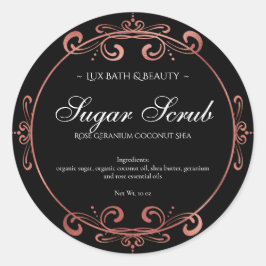 ブラックエレガントバラ金箔高級品 ラウンドシール