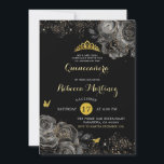 ブラックエレガントバラ&金ゴールド王室のクラウンミンス 招待状<br><div class="desc">ブラックエレガントバラ&金ゴールド王室のクラウンミクリン招待状</div>