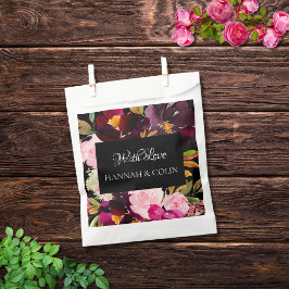 ブラックエレガントバーガンディーピンクフローラフレーム フェイバーバッグ