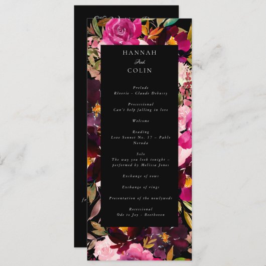 ブラックエレガントバーガンディーピンクフローラフレーム プログラム (正面/裏面)