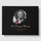 ブラックエレガントバーガンディーピンクフローラ葬儀の写真 ゲストブック (正面)