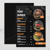 ブラックエレガントバーガー レストランメニュー招待状 招待状 (正面/裏面)