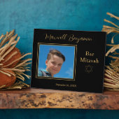 ブラックエレガントバーパーソナライズされた（ユダヤ教の）バル・ミツバー写真 フォトプラーク (側面)