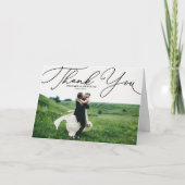 ブラックエレガントビートライスのスクリプ結婚ト写真 サンキューカード (正面)