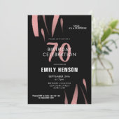 ブラックエレガントピンクウォーターカラー70thバースデーパーティー 招待状 (スタンド正面)