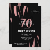 ブラックエレガントピンクウォーターカラー70thバースデーパーティー 招待状 (正面/裏面)